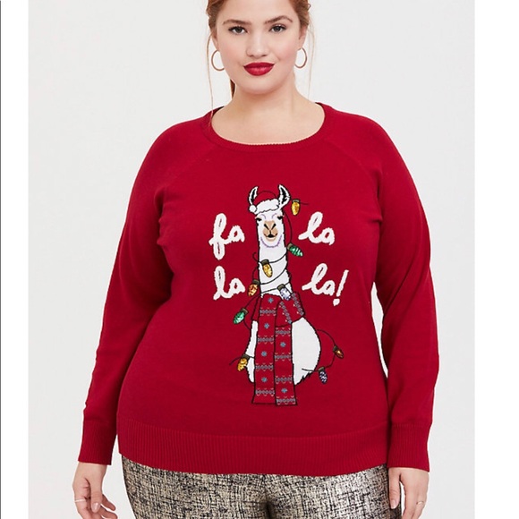 torrid | Sweaters | Nwt Torrid Llama Red Christmas Sweater Size 2 | Poshmark